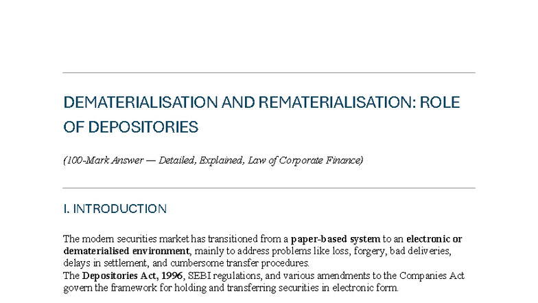 Dematerialisation and Rematerialisation in Corporate Finance: A ...