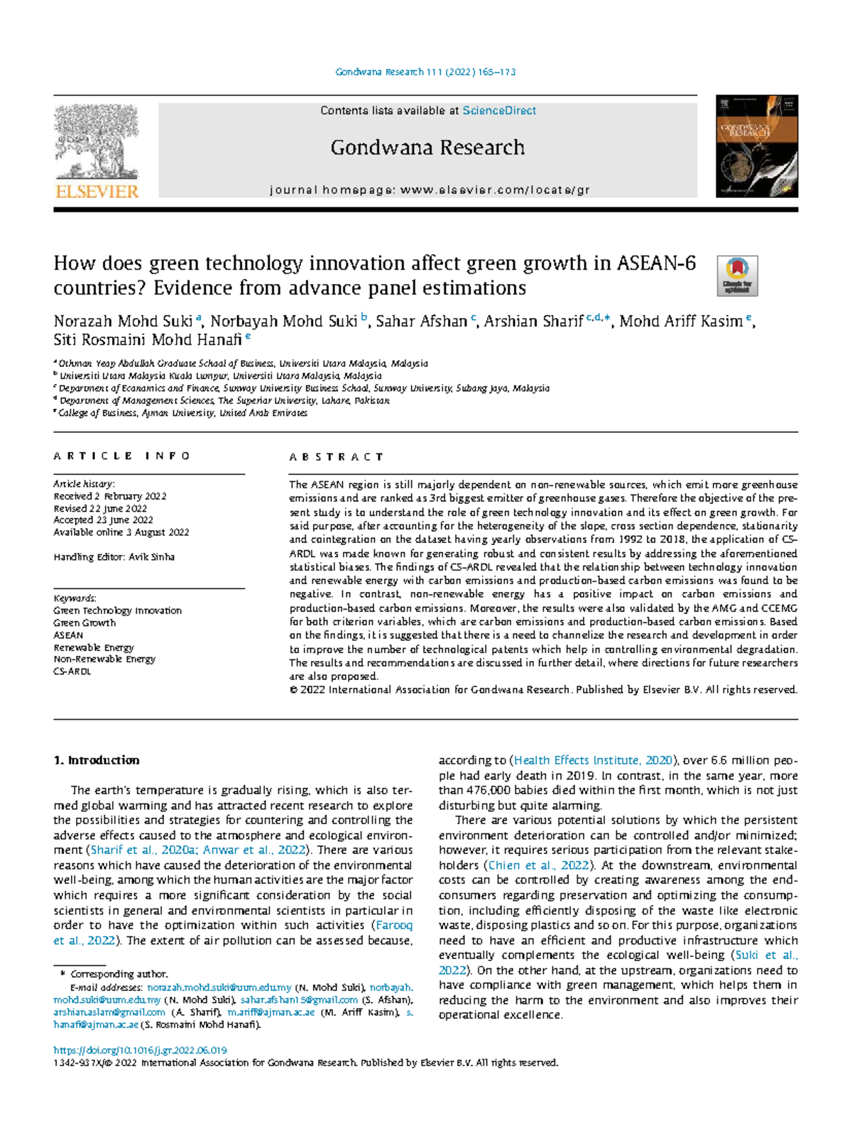Green Technology Innovation and Its Impact on Green Growth in ASEAN ...