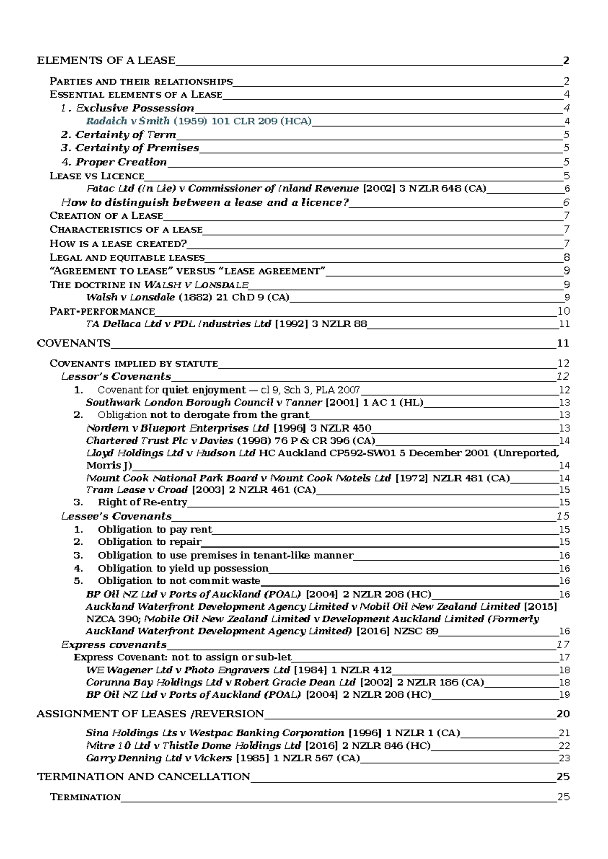 Leases Notes - Trimester B: Essential Elements and Case Law Analysis ...