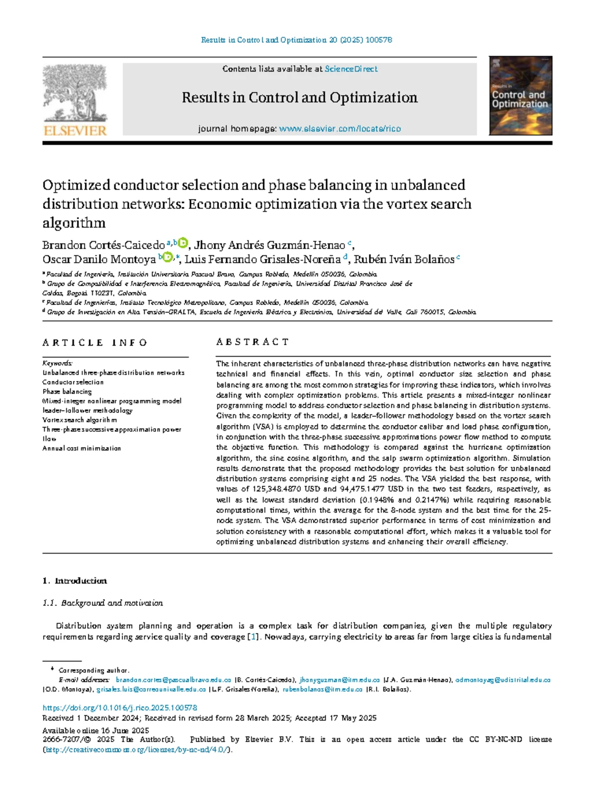 EE 1.3.2. Optimal Phase Balancing and Conductor Selection in Networks ...