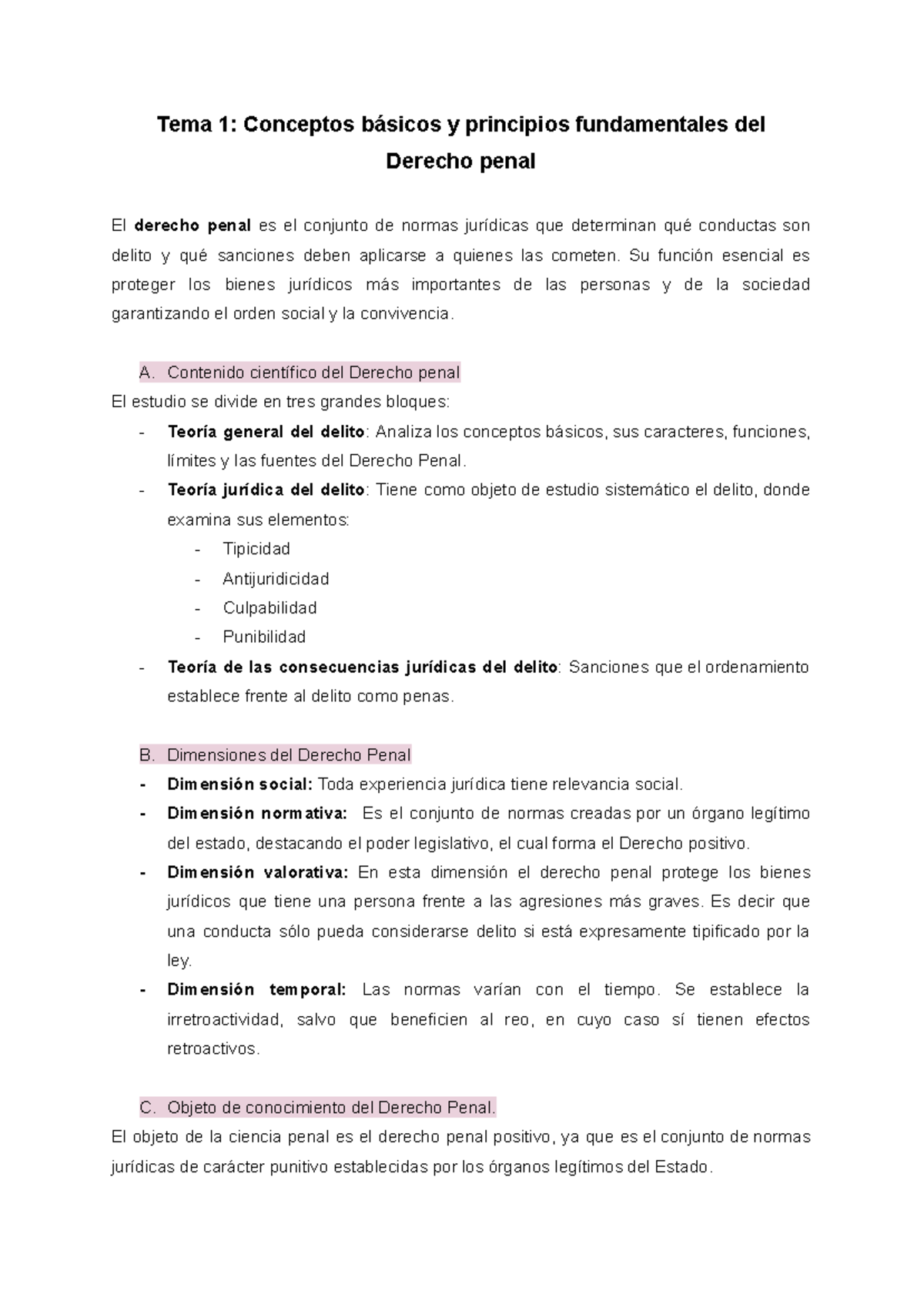 Derecho Penal: Conceptos Fundamentales y Teoría del Delito - Examen 1er ...