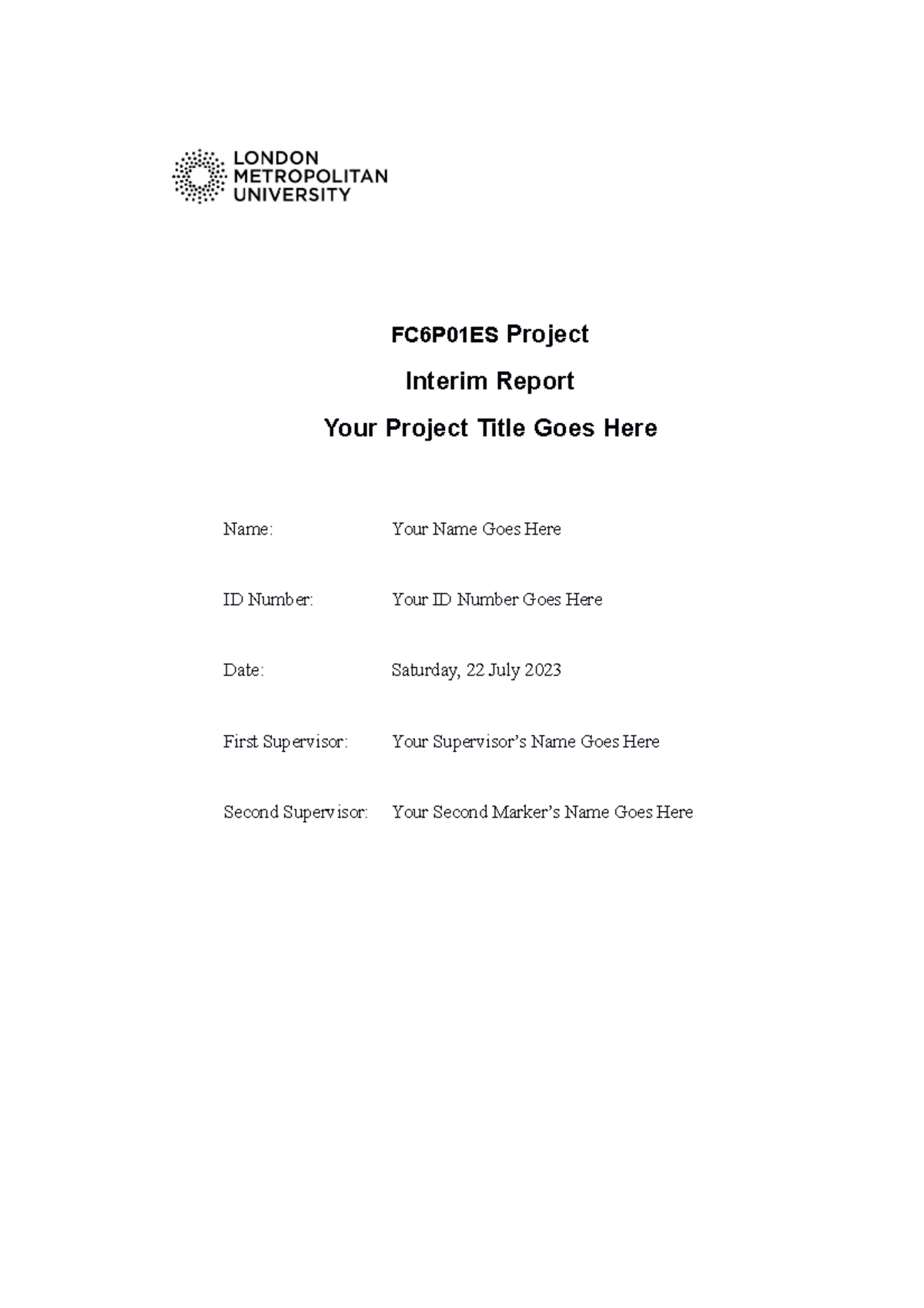 FC6P01ES Interim Report Template - Project Development Guide - Studocu
