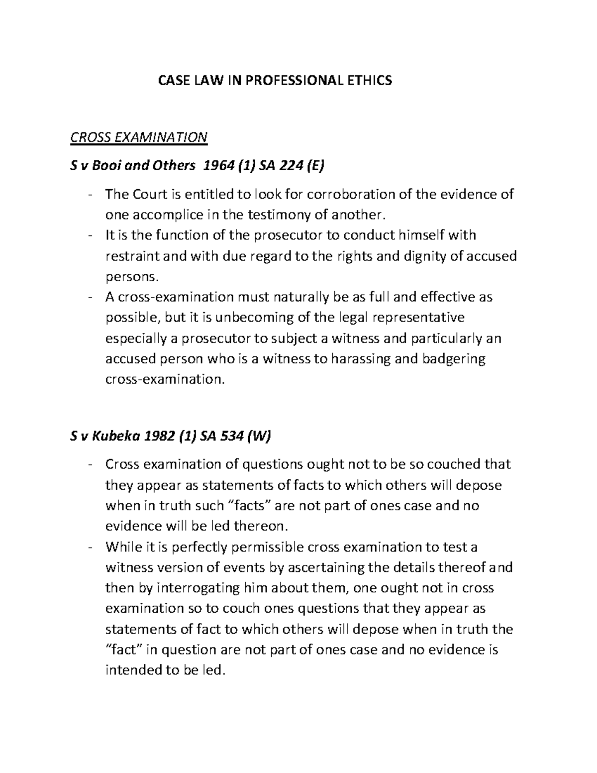 CASE LAW ON PROFESSIONAL ETHICS IN LEGAL PRACTICE - Studocu