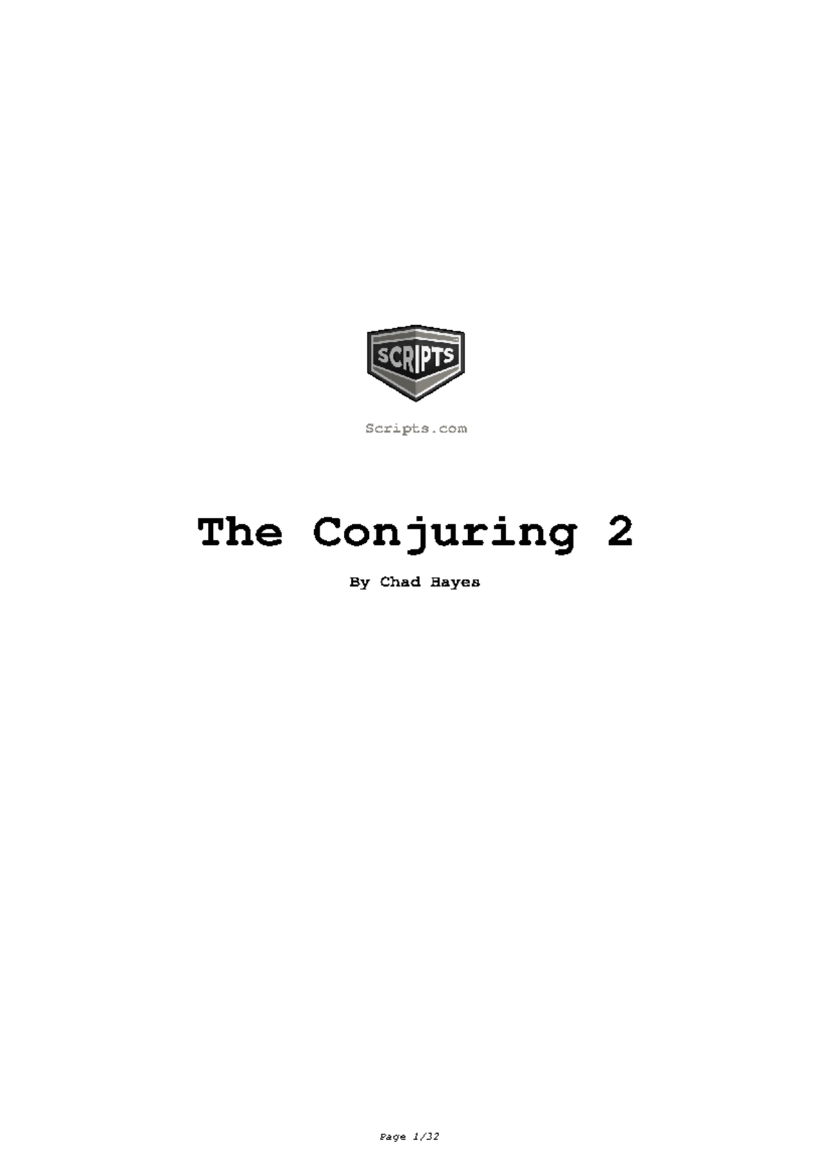 The Conjuring 2 2016 - tài liệu - Scripts The Conjuring 2 By Chad Hayes ...