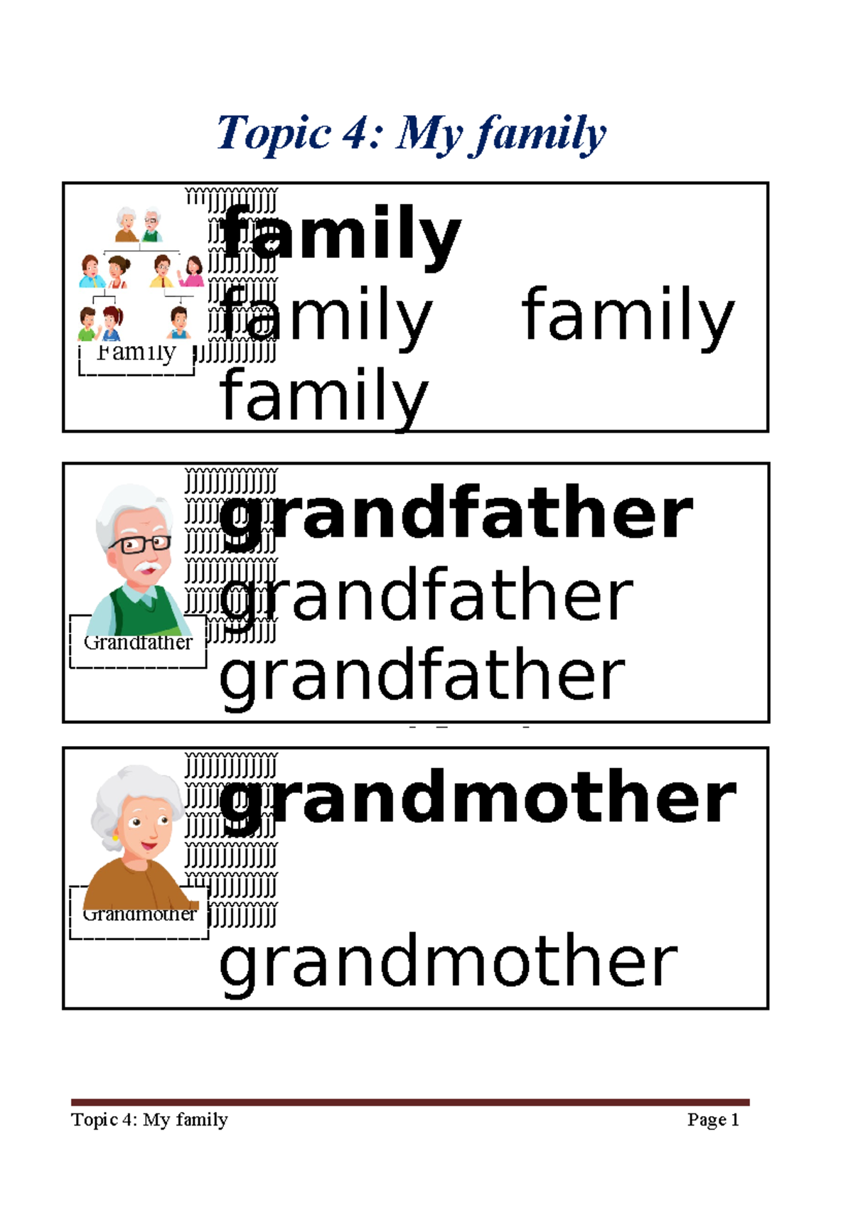 Topic 4: My Family - Writing Practice Materials and Exercises - Studocu