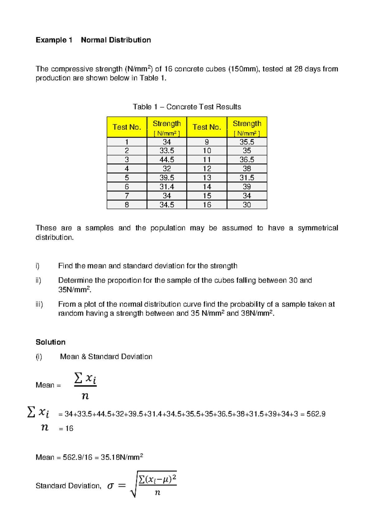 Normal Distribution - Statistical Analysis and Examples - Studocu