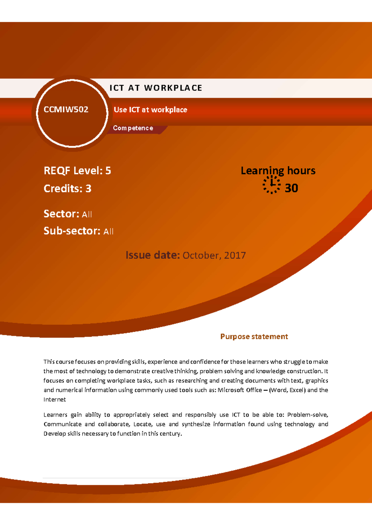 CCMIW502 Use of ICT in the Workplace: Skills & Competence Guide - Studocu