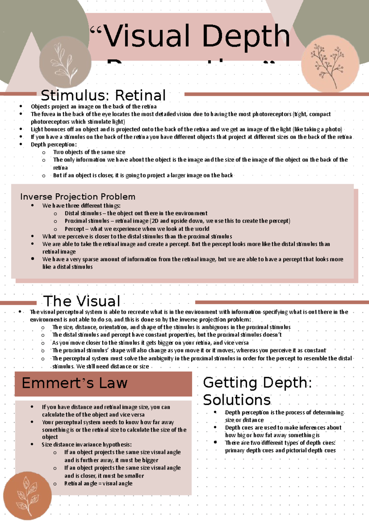Visual Depth Perception - “Visual Depth P eptio ” Stimulus: Retinal j ...