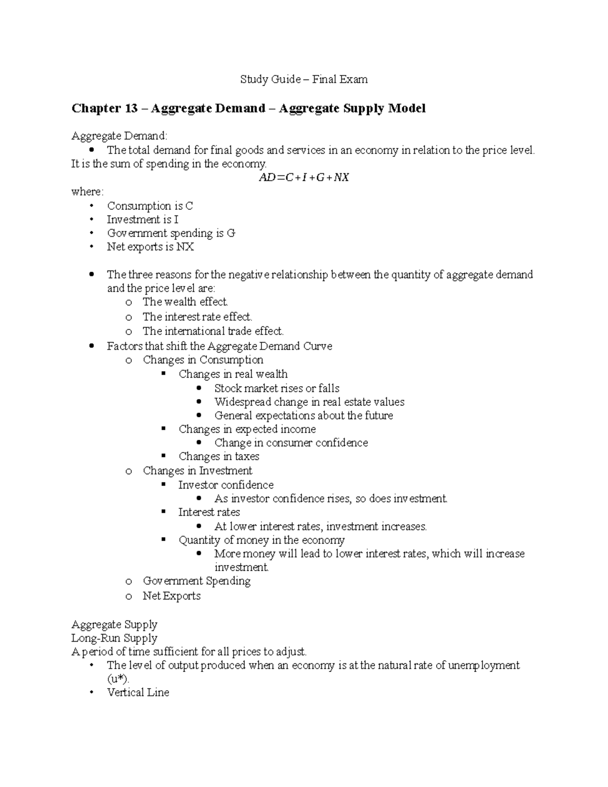 Study Guide for Final Exam: Chapters 13, 15, and 18 Overview - Study ...
