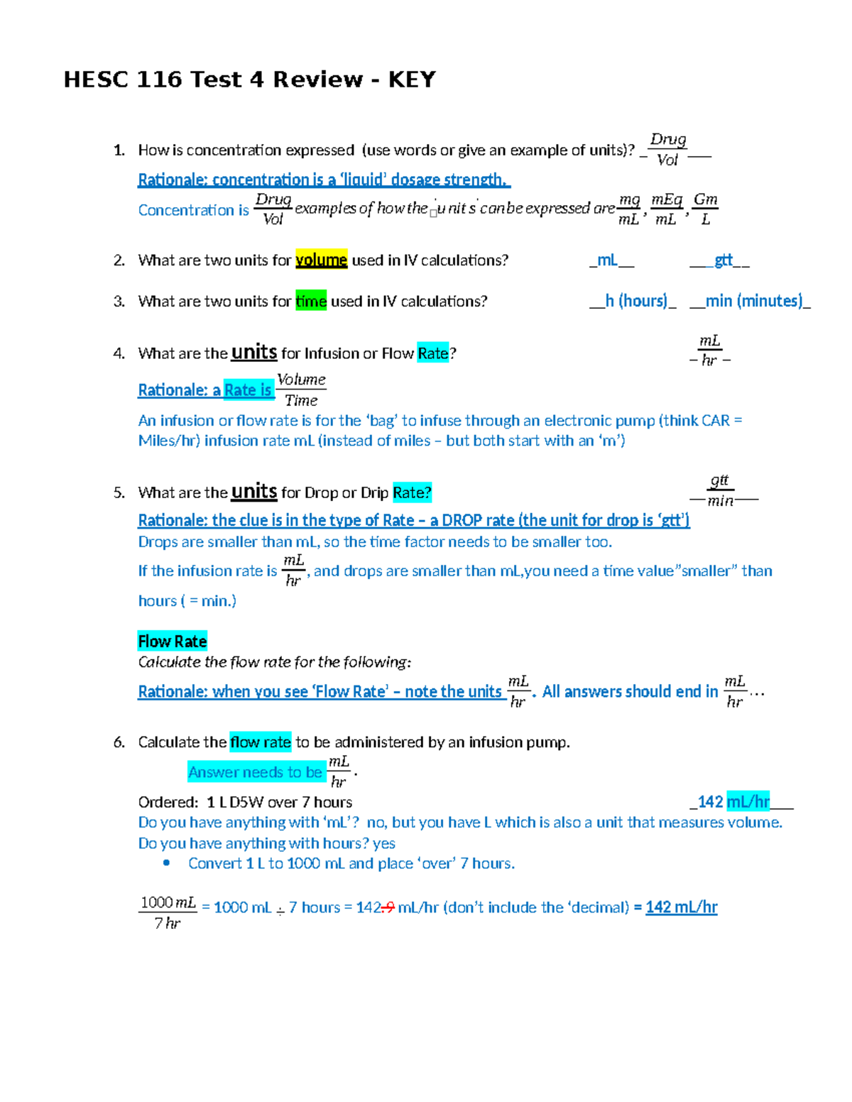 HESC 116 Test 4 Review Key for Nursing & Healthcare Students - Studocu