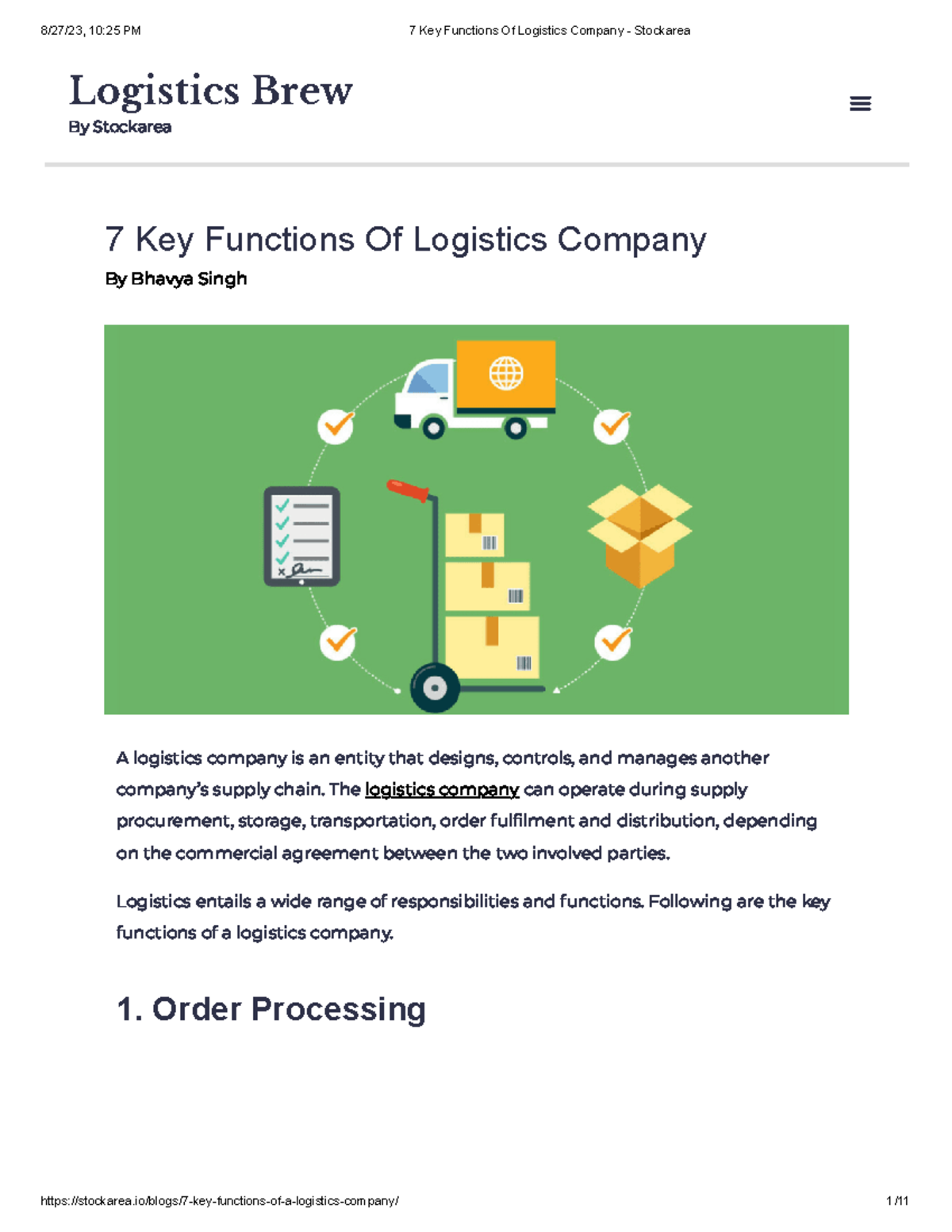 7 Key Functions Of Logistics Company - The logistics company can ...
