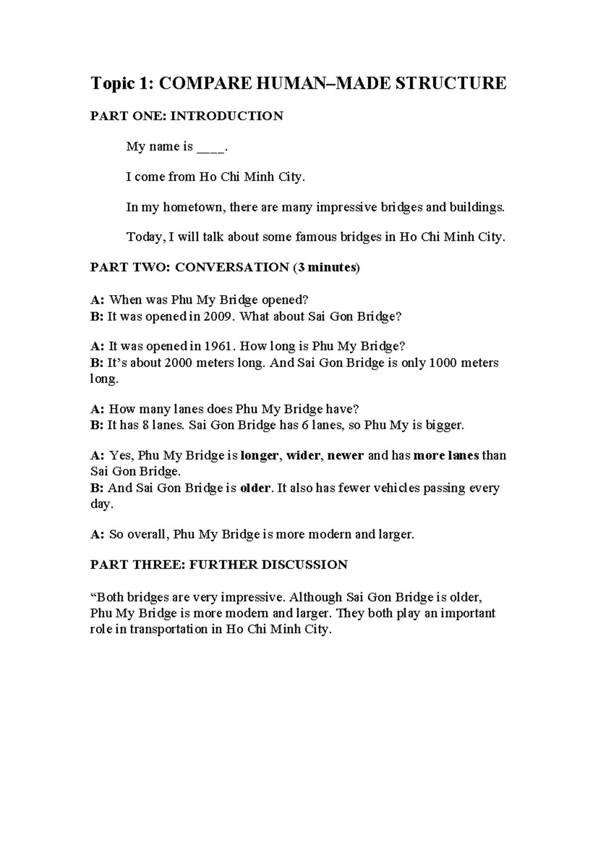 Speaking Test: Topic Discussions and Conversations (ENG 101) - Studocu