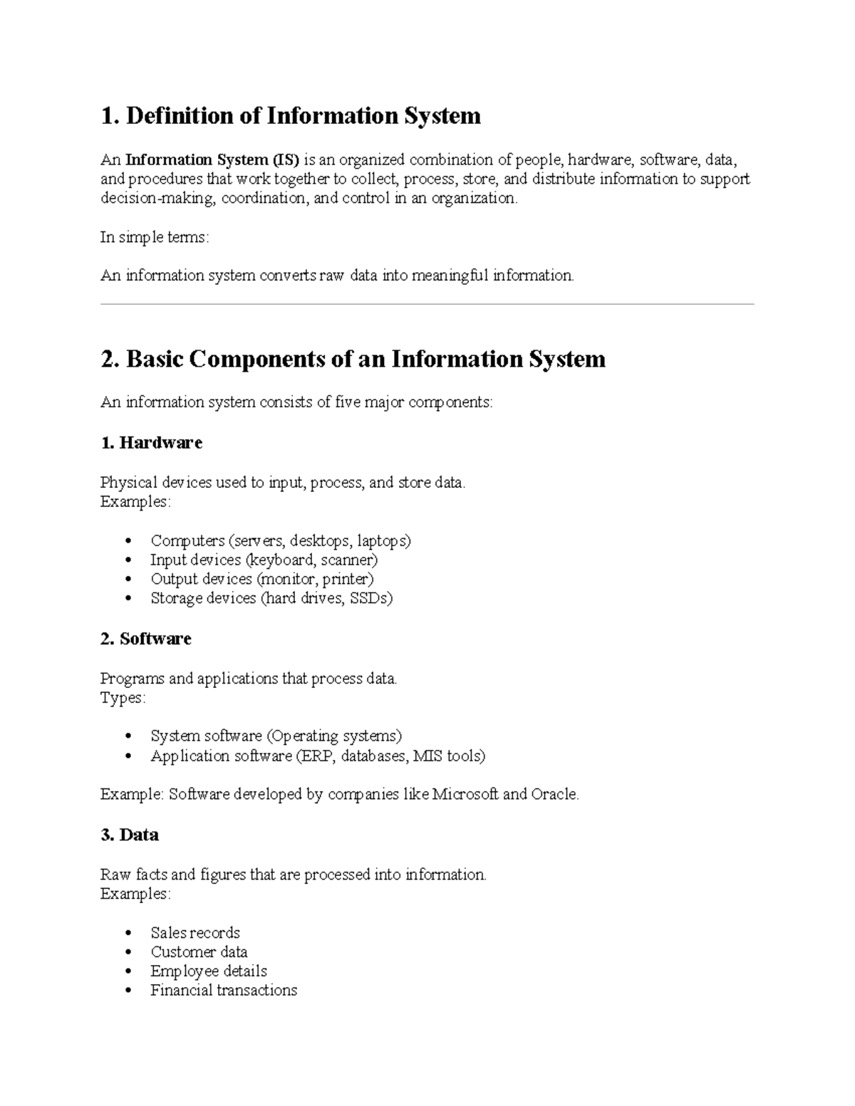 Information System (IS) Overview: Key Components & Functions - Studocu