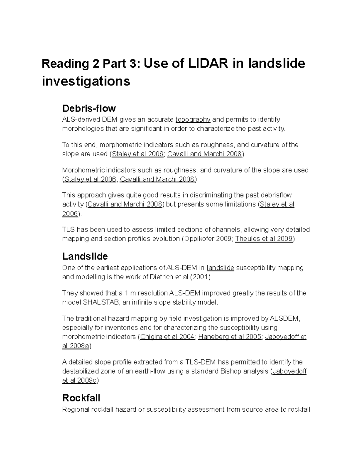 NRS522 Advanced Notes on LIDAR Applications in Landslide Studies - Studocu