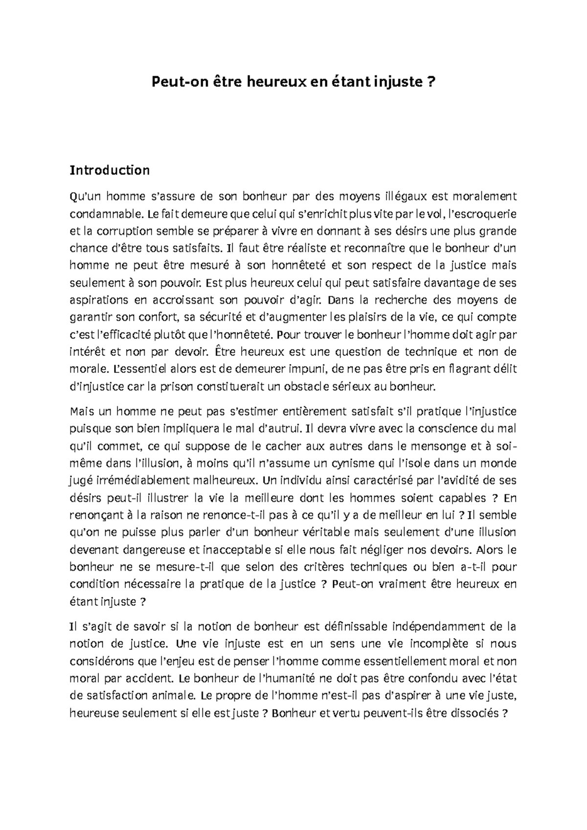 Peut-on être heureux en étant injuste ? Analyse philosophique ...