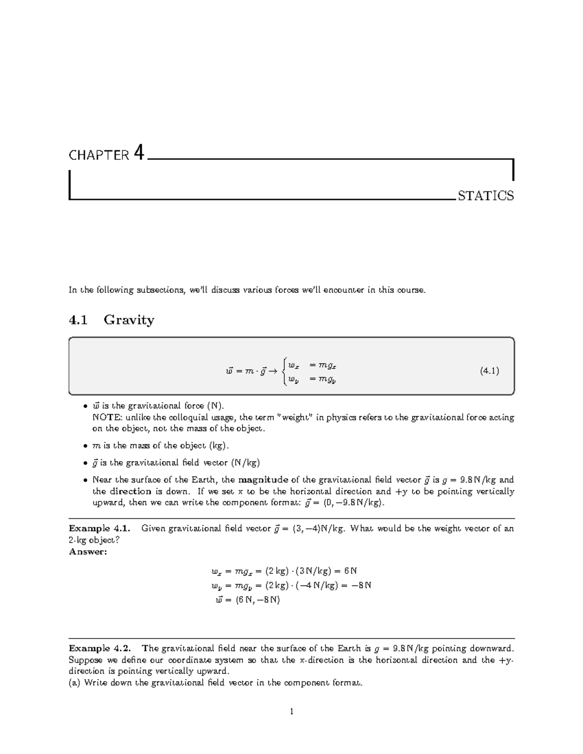 Title: Statics and Forces in Equilibrium - Course Code TBD - CHAPTER 4 ...