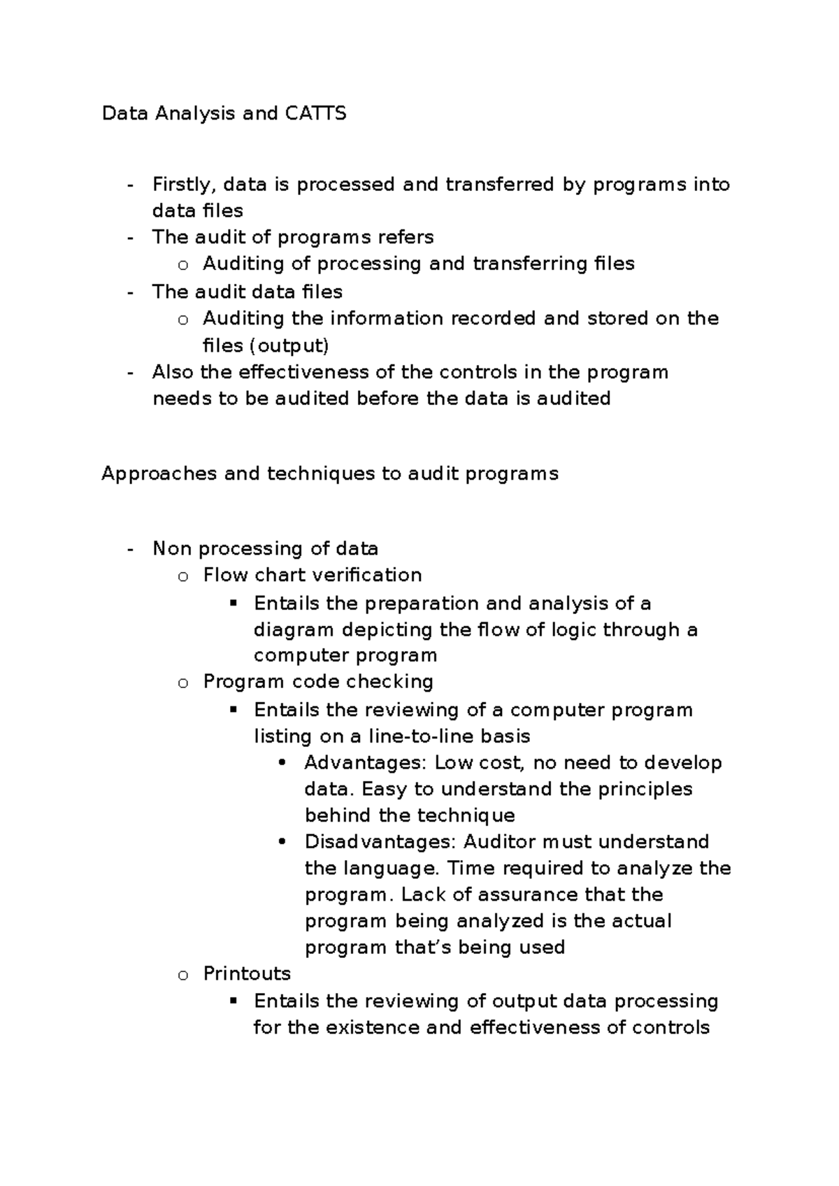 Data Analysis Techniques and CAATTs Overview - Studocu