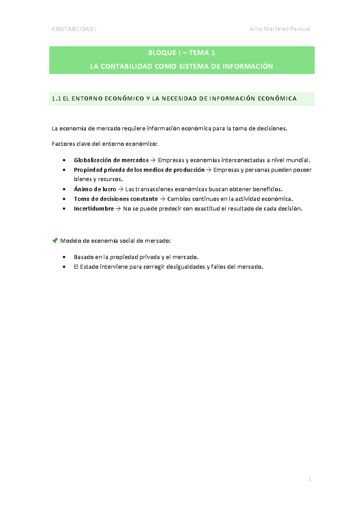 Contabilidad I: Tema 1 - La Contabilidad como Sistema de Información ...