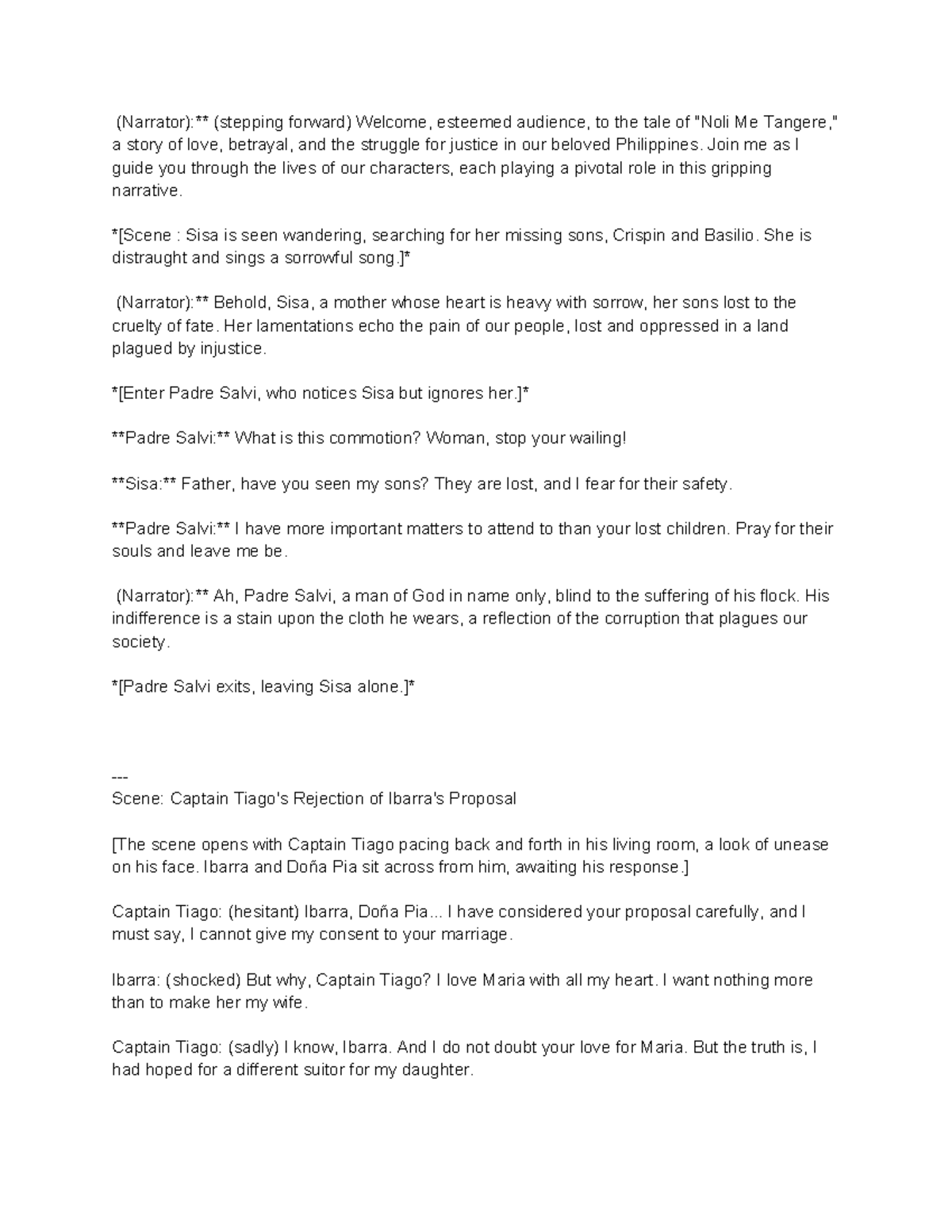 Final Script: Complete Scenes from Noli Me Tangere (Modified) - Studocu
