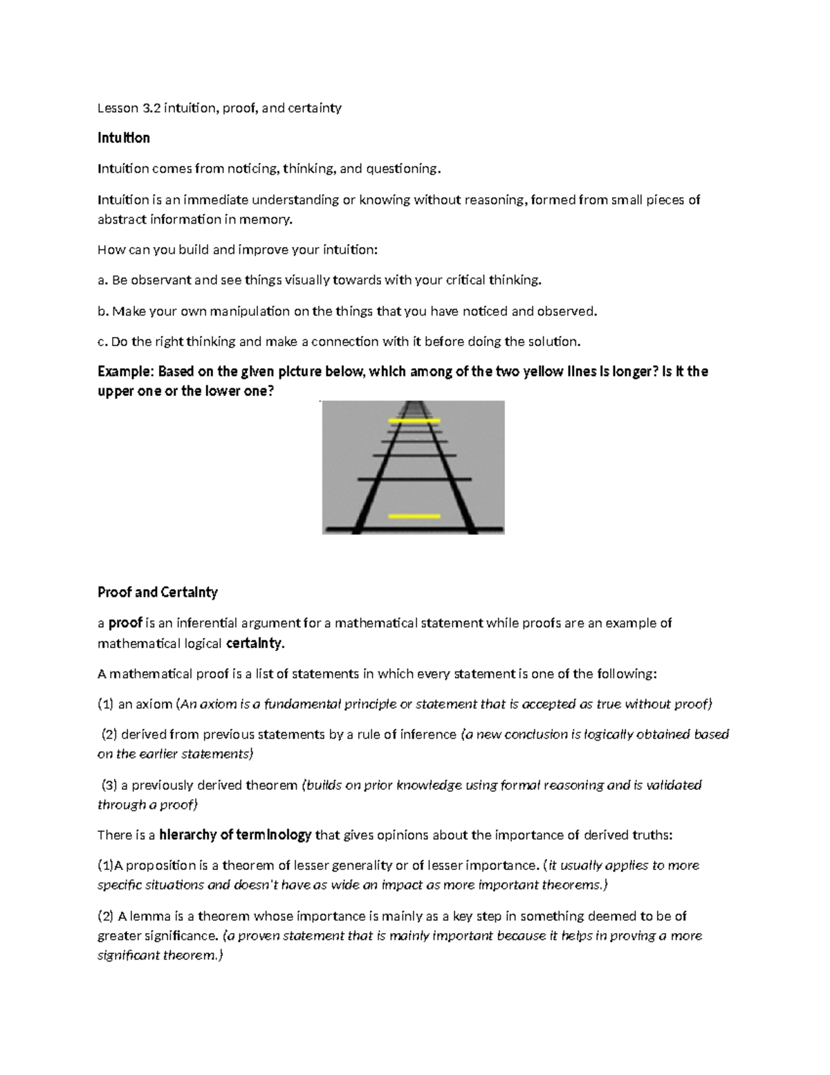 Lesson 3.2 - Intuition, Proof, and Certainty in Math Concepts - Studocu