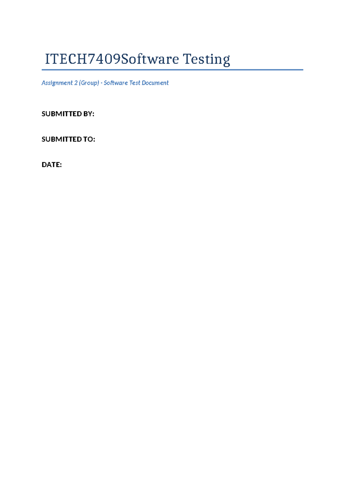 Master Test Plan for OBMS - ITECH7409 Software Testing Assignment 2 ...