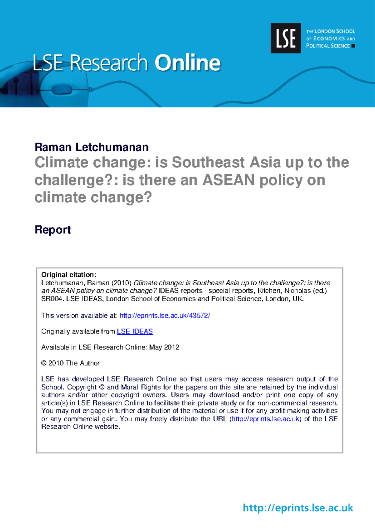 Climate change is there an Asean policy(lsero) - Raman Letchumanan ...