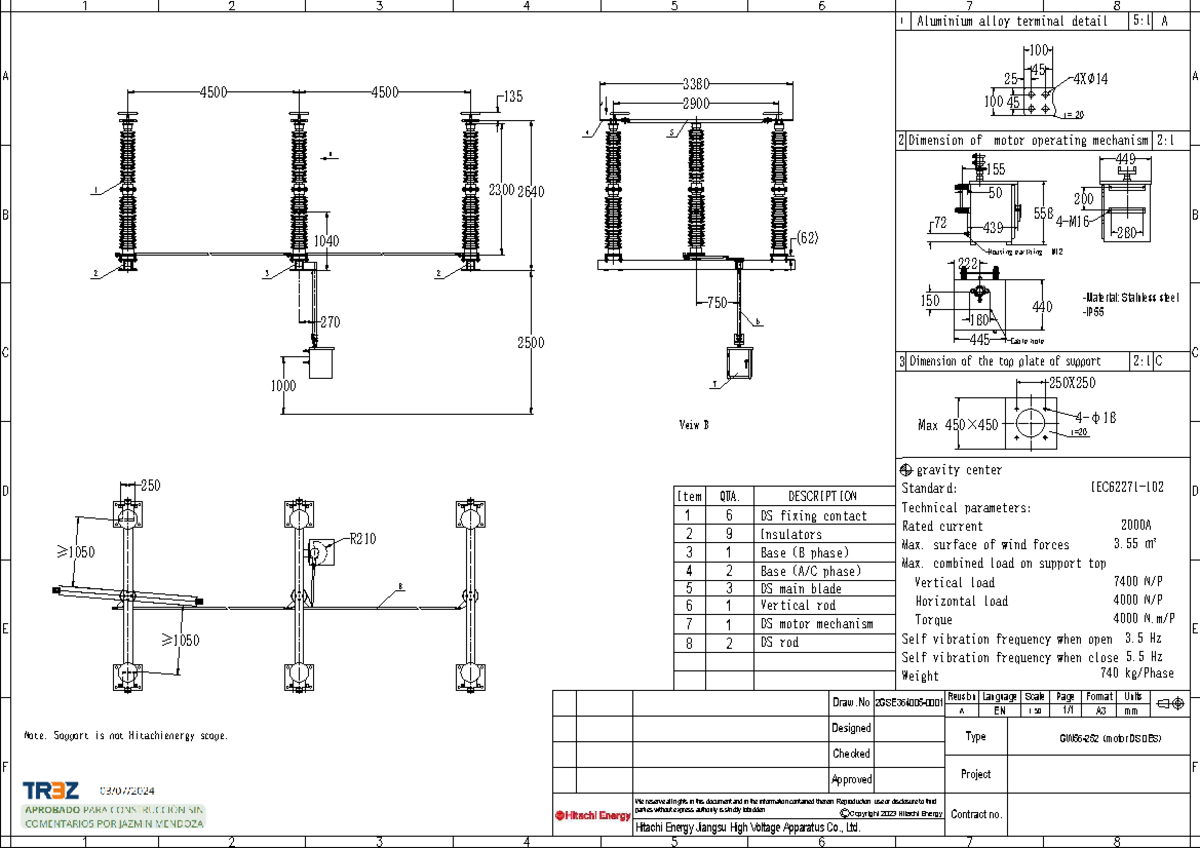 Disconnector Drawing for PO: Motor Mechanism Details and Specifications ...