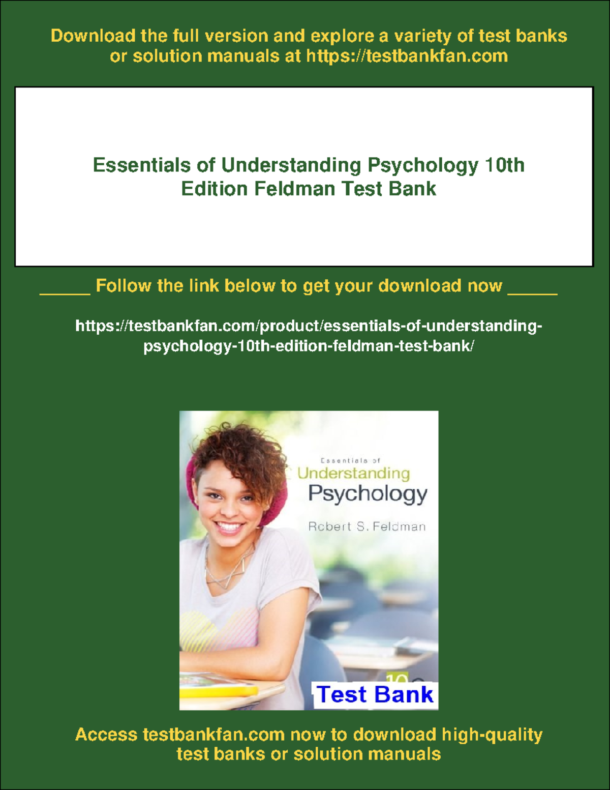 14113 - Essentials of Understanding Psychology 10th Edition Feldman Test Bank - Studocu