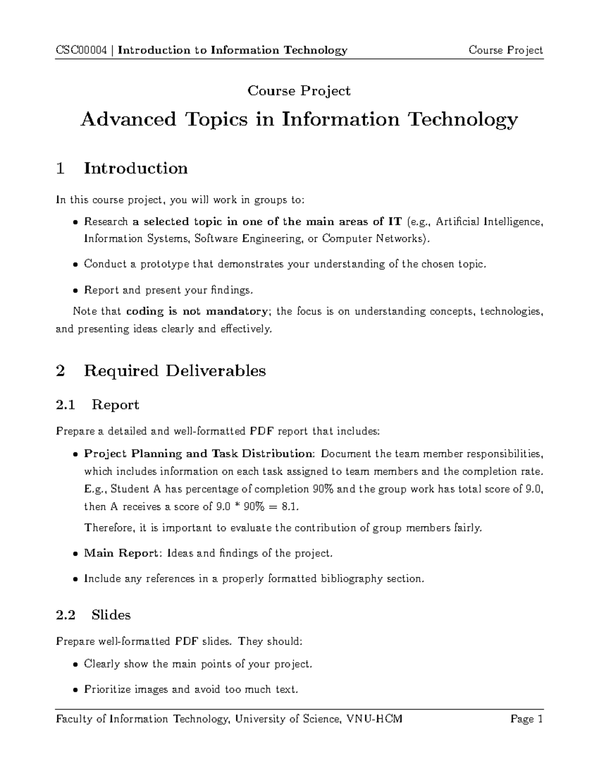 IT 101 Course Project: Exploring Advanced Topics in Information ...