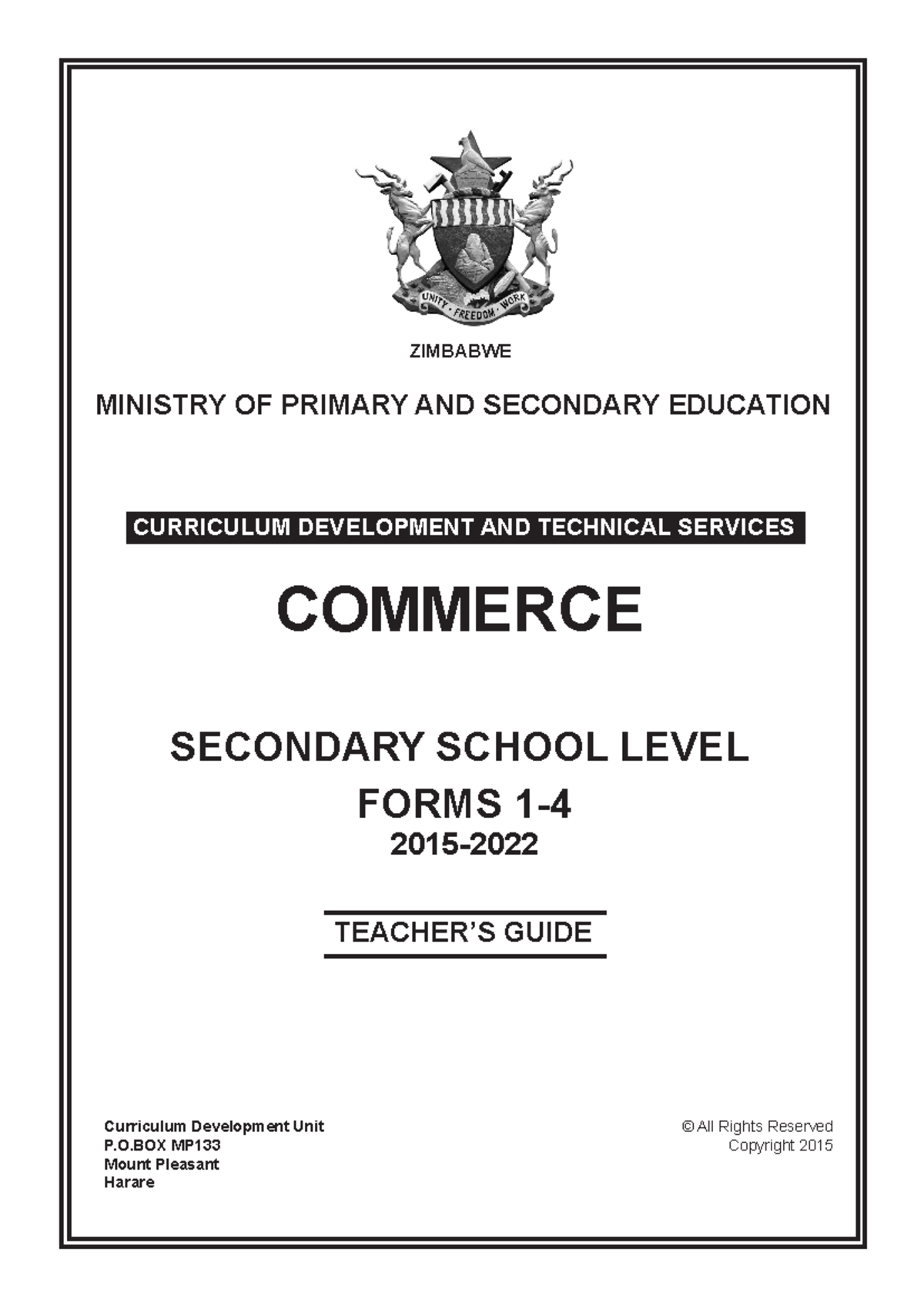 Commerce Forms 1-4 Teacher's Guide - Syllabus Overview (2015-2022 ...