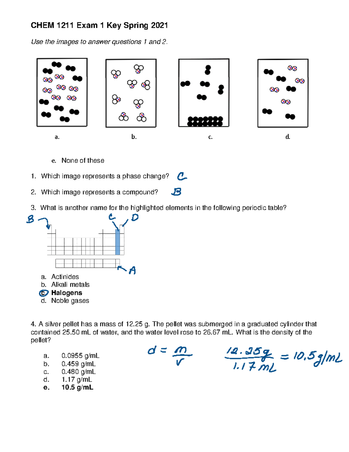 Chem 1211 Exam 1 Study Guide - Annotated Answer Key - Studocu