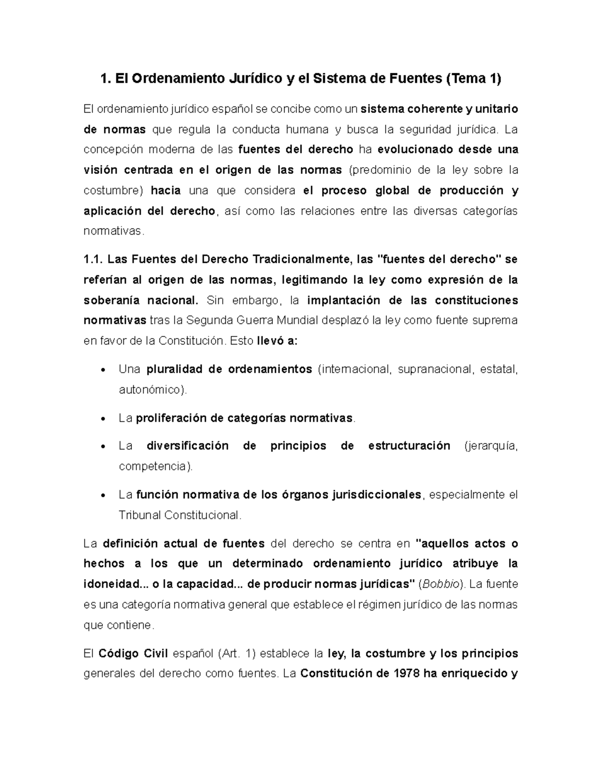 Resumen del Tema 1: El Ordenamiento Jurídico y Fuentes del Derecho ...