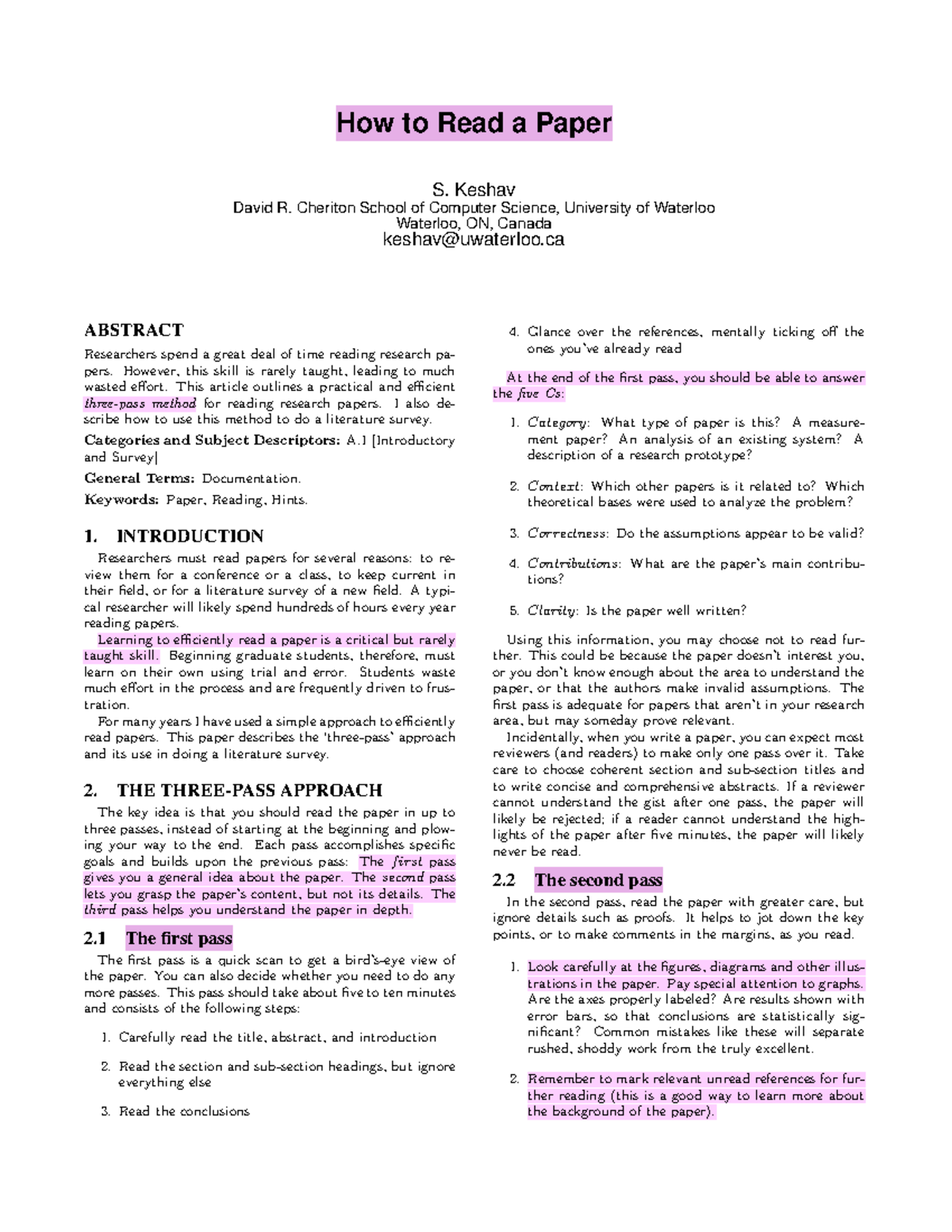 How to Read a Research Paper: A Practical Guide - Studocu