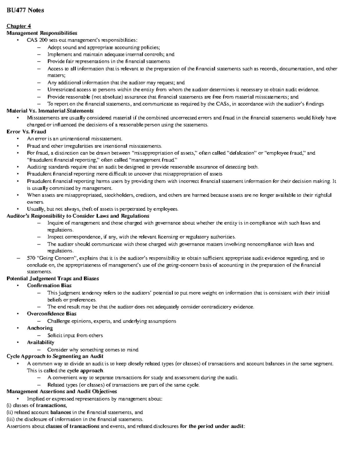 BU477 Auditing Course Syllabus Winter 2025 - Final Exam