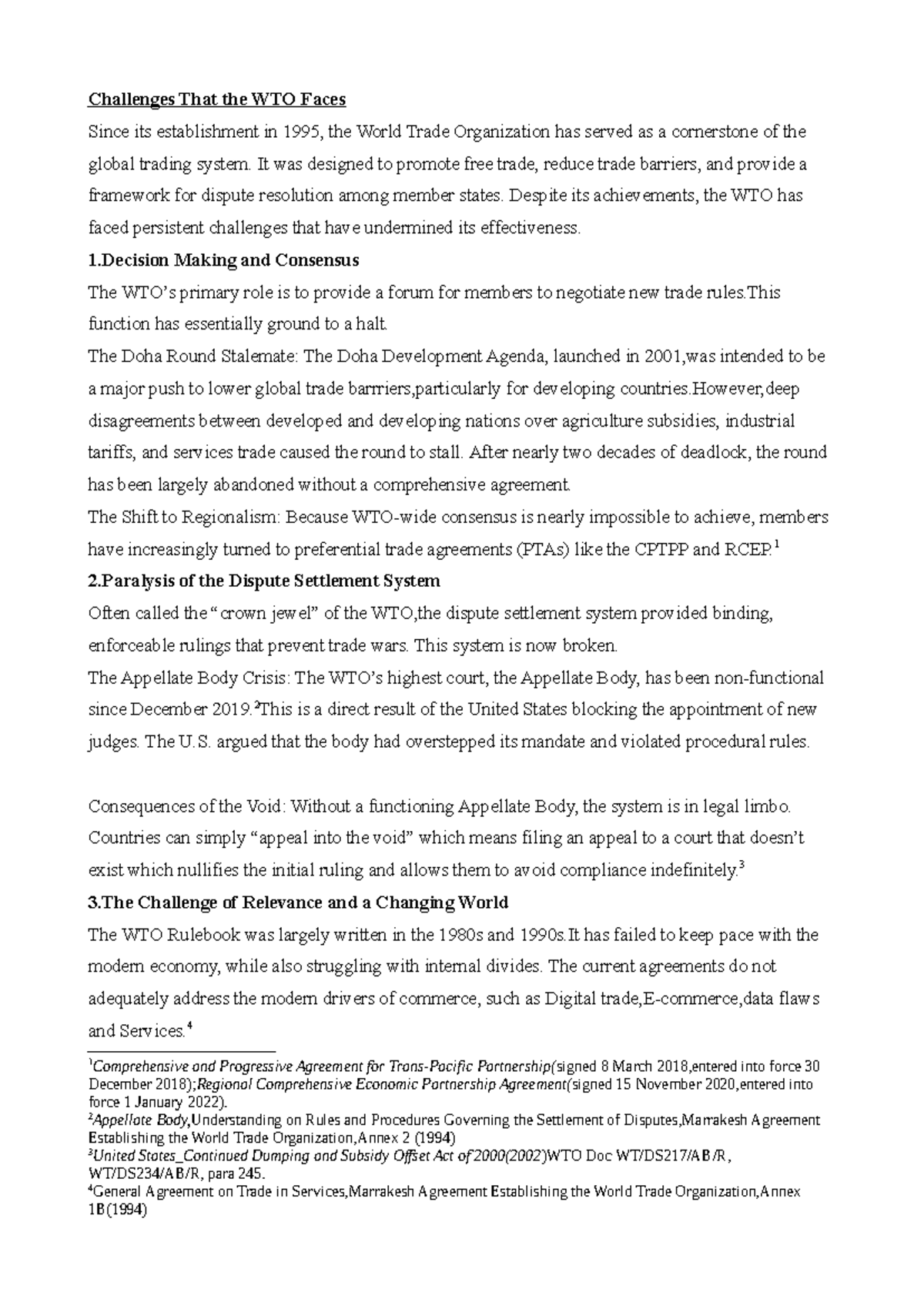Challenges Facing the WTO: A Critical Analysis Since 1995 - Studocu