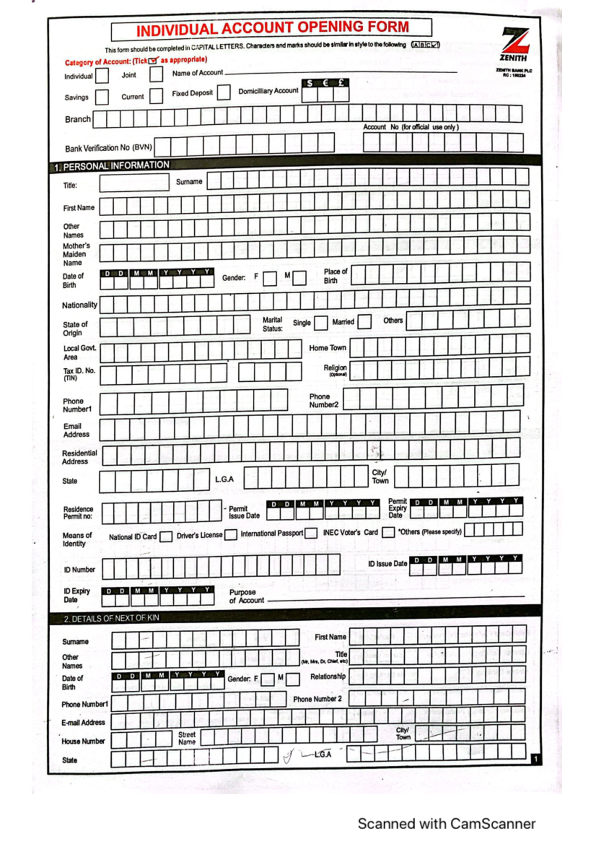 ZENITH Account Opening Documentation Form & Guidelines - Studocu