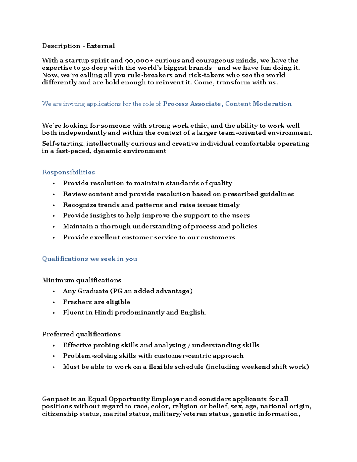 Process Associate Role in Content Moderation: Job Description ...
