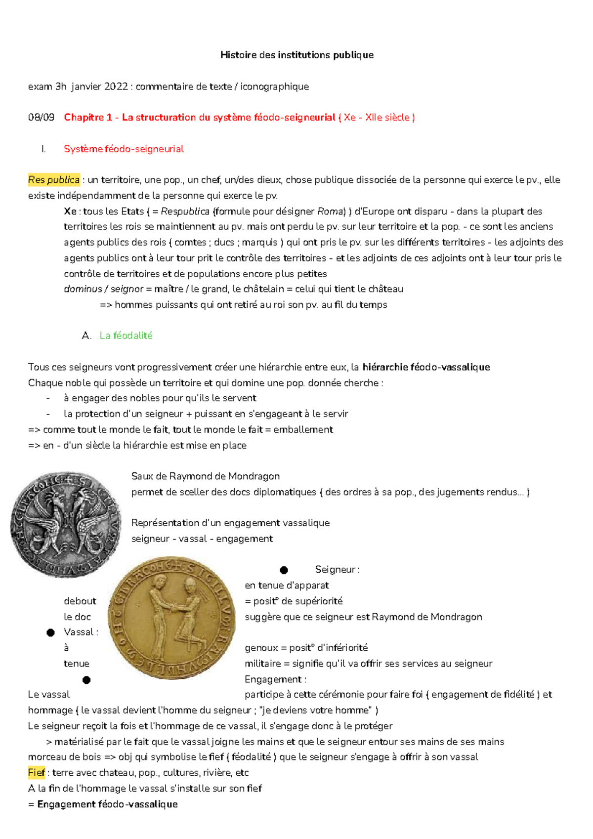 Histoire des institutions publique - Système féodo-seigneurial Res ...
