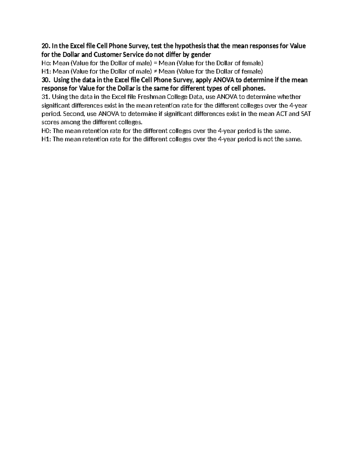 BA Practice Document: Hypothesis Testing & ANOVA Analysis - Studocu