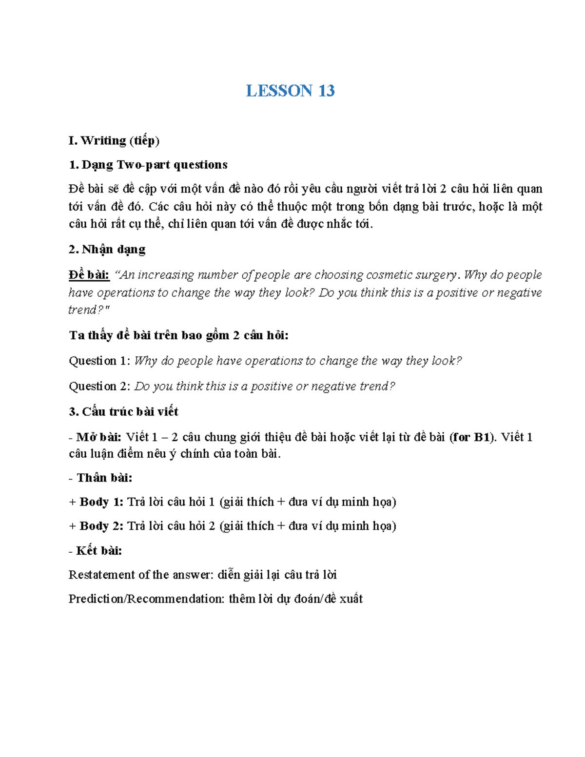 Lesson 13: Writing Techniques for Question-Based Essays in English ...