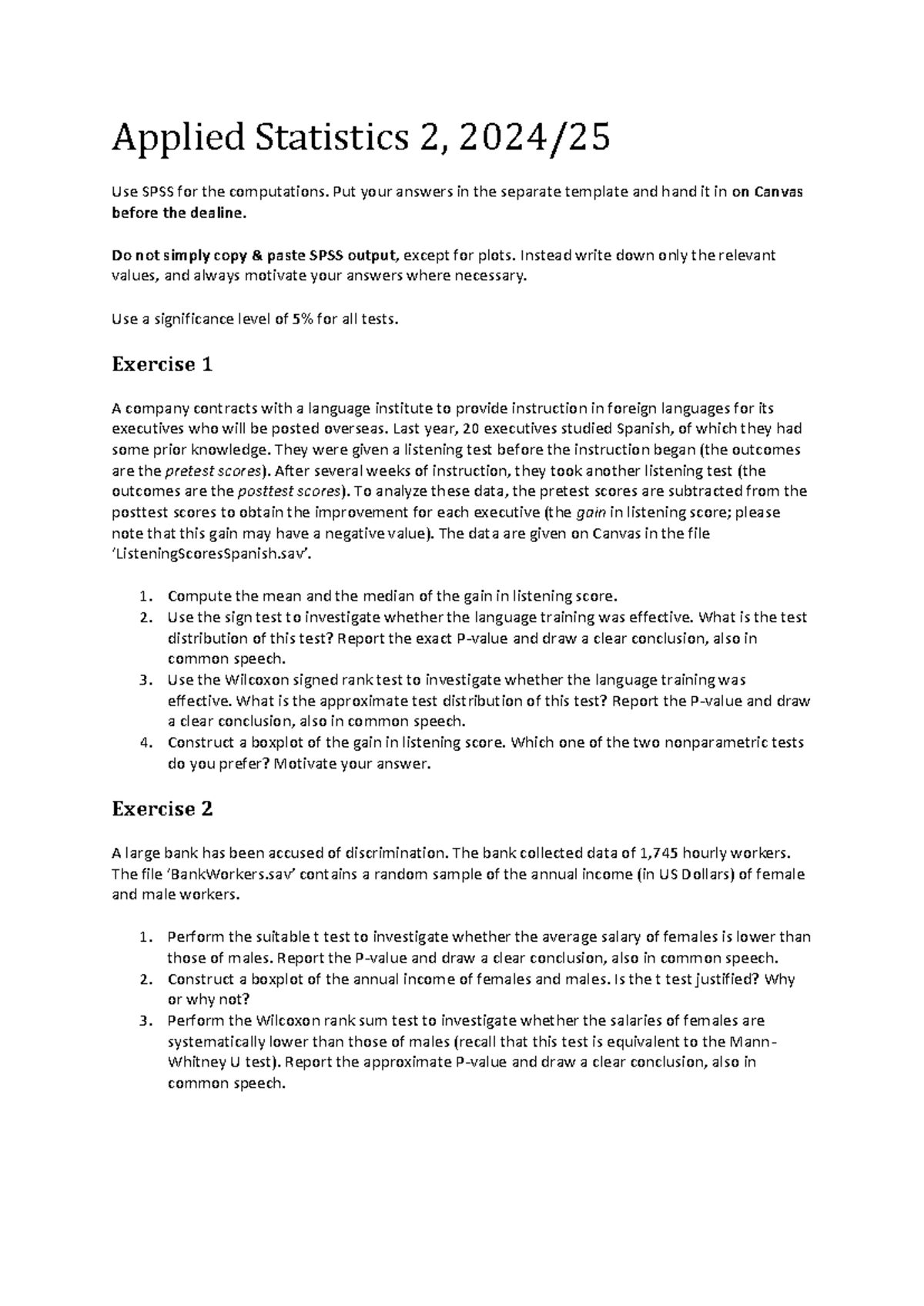 SPSS Assignment 2 - Applied Statistics 2 (2024/25) - Studeersnel