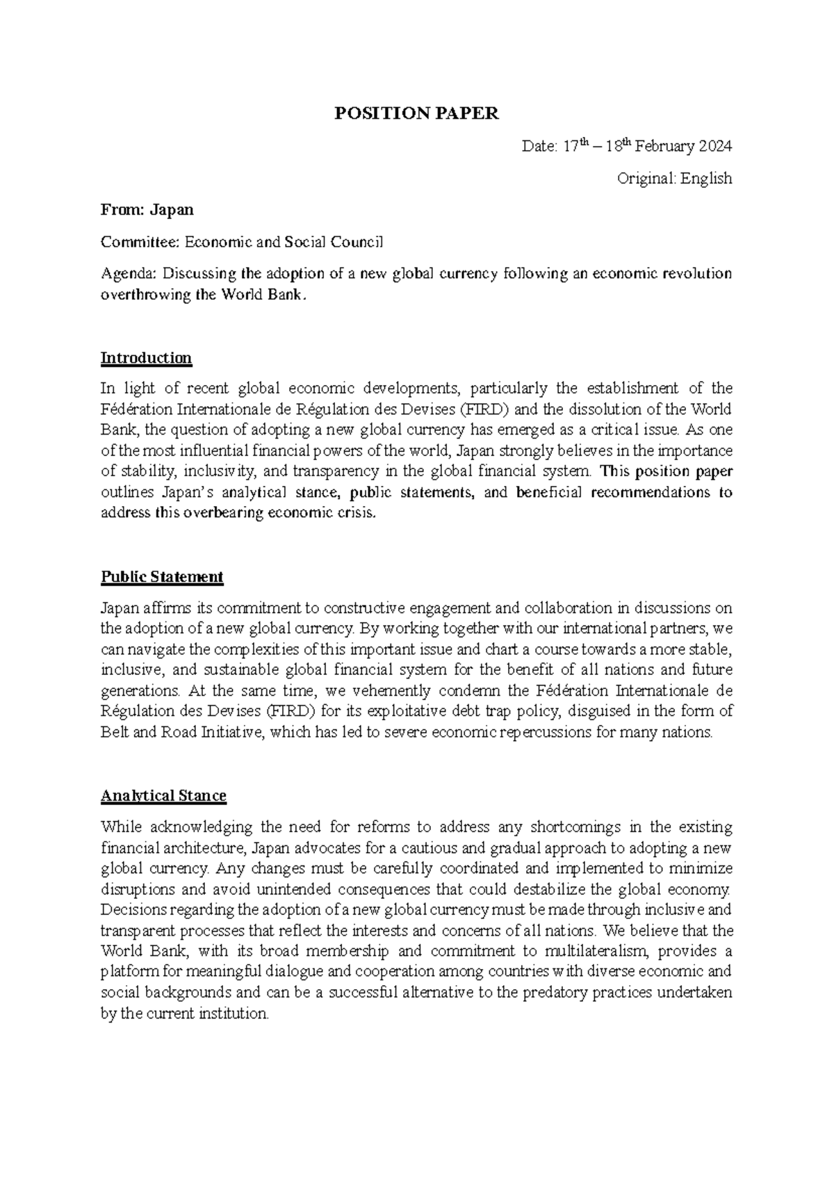 Position Paper- japan - wellllllllllllllllllllllllllllll - POSITION ...