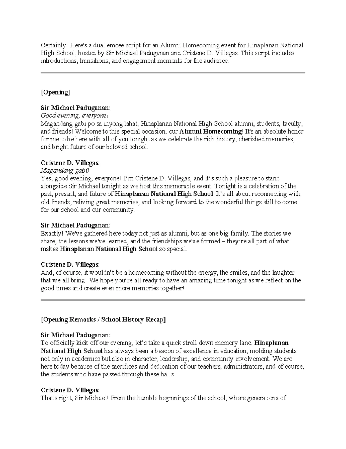 Buwan ng Wika Emcee Script para sa Pagdiriwang ng Wika - Studocu