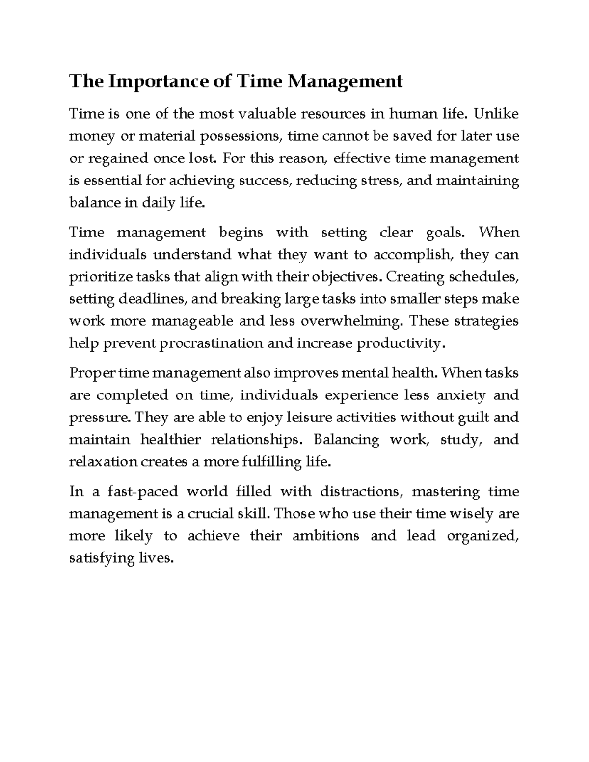 TITM - Mastering Time Management for Success and Balance - Studocu