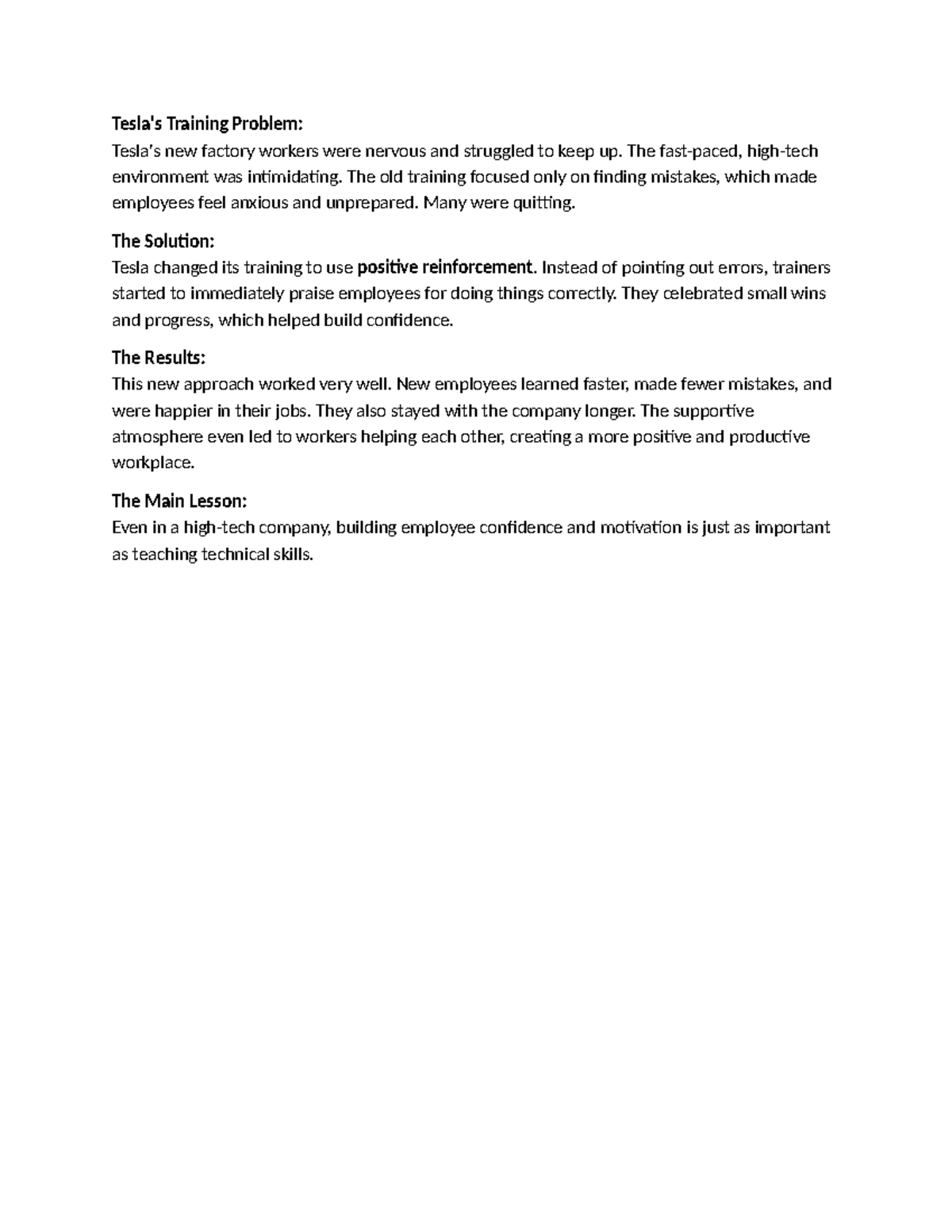 Tesla Training Case Study: Enhancing Employee Confidence and Retention ...