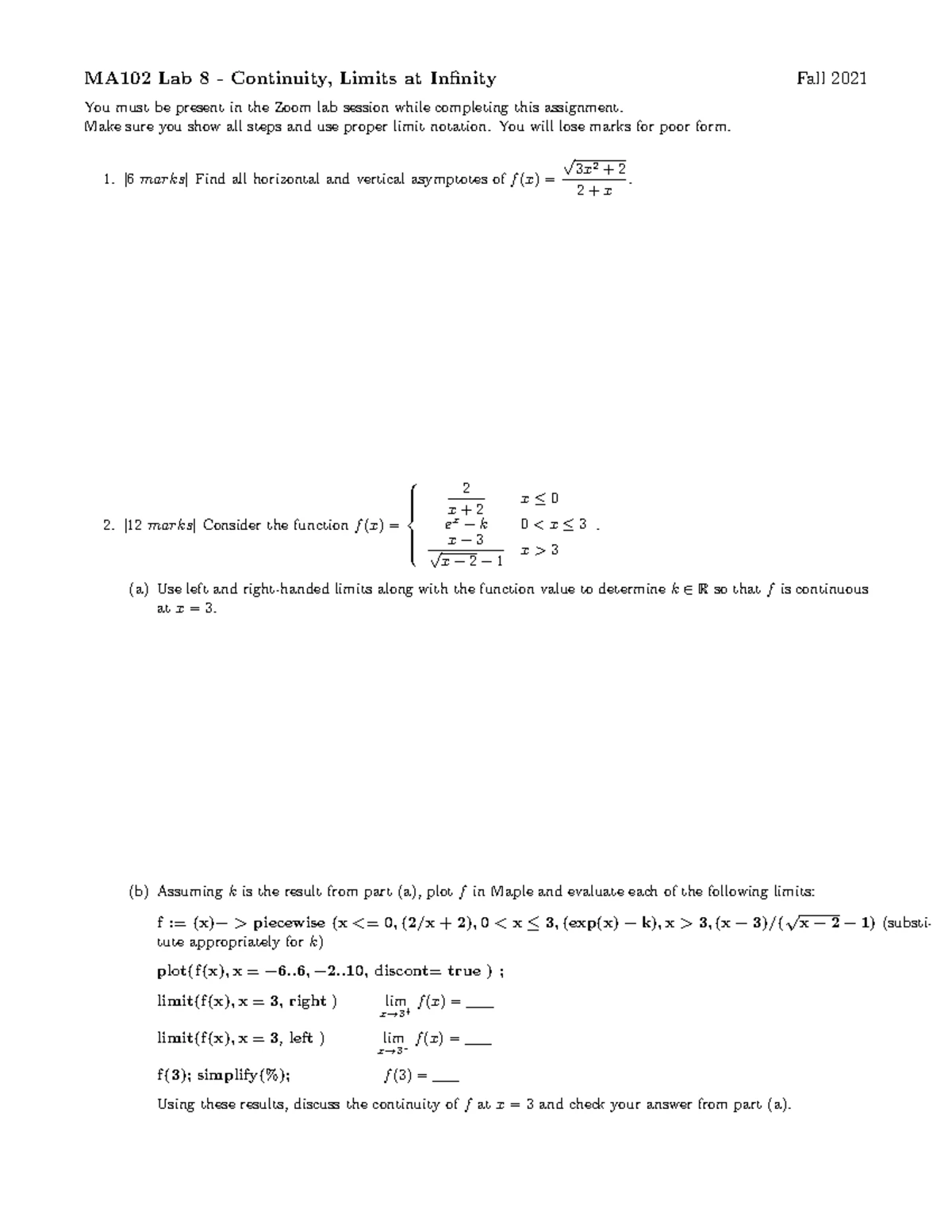 MA102 Mock Final Exam F23 - Practice and Review Exercise - Studocu