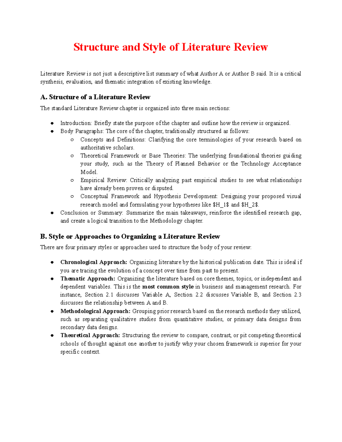 Literature Review Structure & Style: A Comprehensive Guide - Studocu