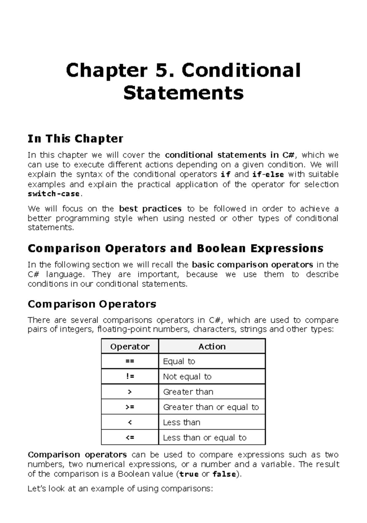 Chapter 5: Conditional Statements Overview and Best Practices - Studocu
