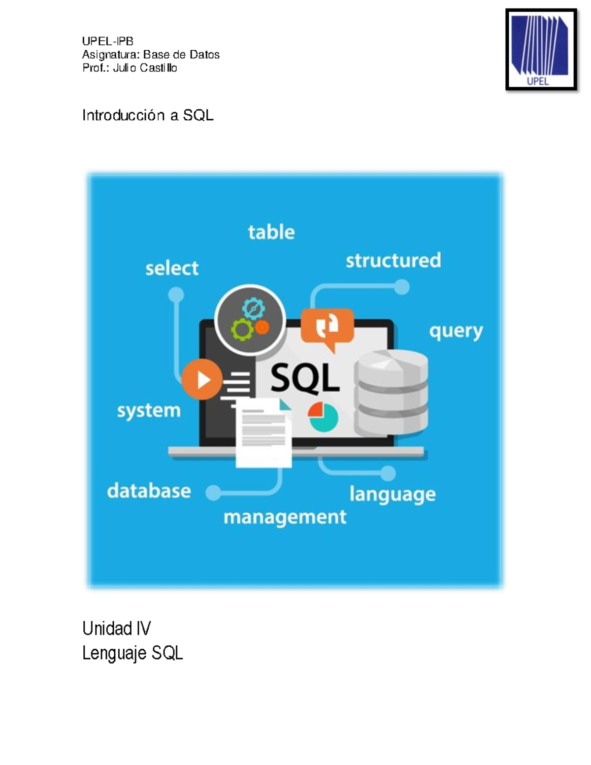 Introducción a SQL - Guía Rápida sql - Asignatura: Base de Datos Prof ...