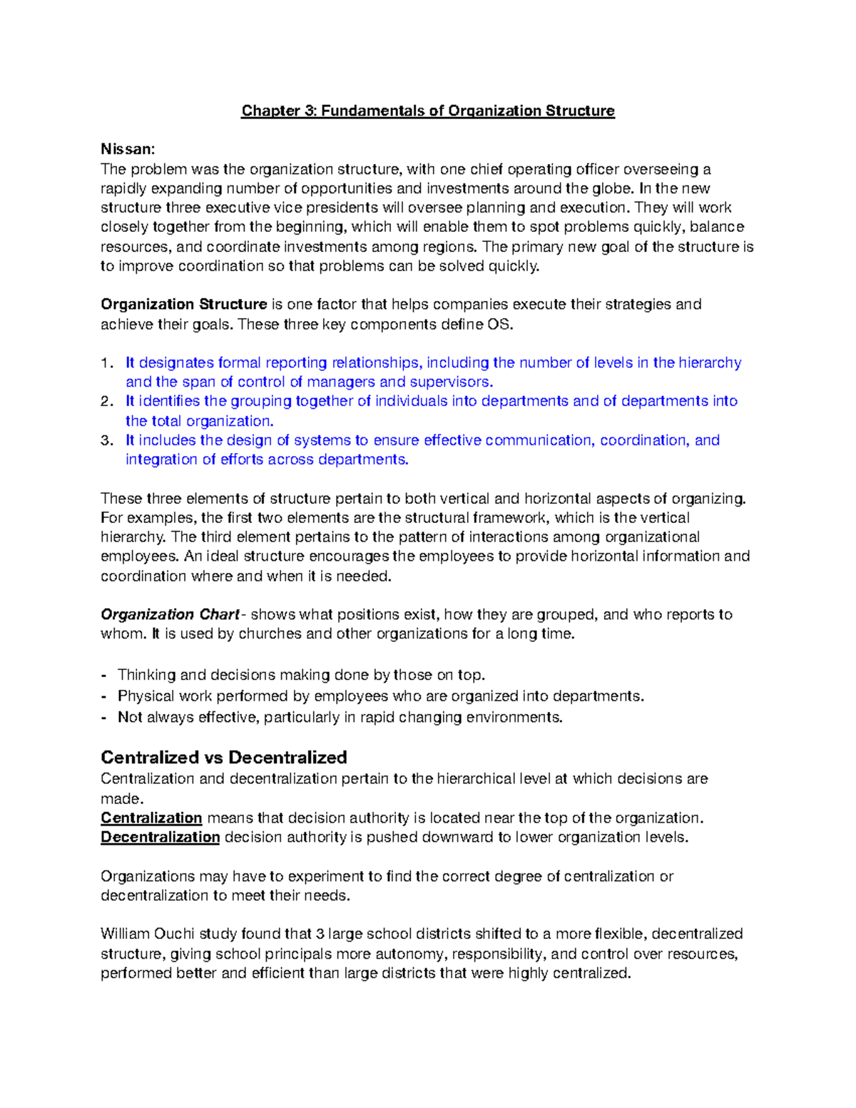 Chapter 3: Fundamentals of Org Structure and Design Principles - Studocu